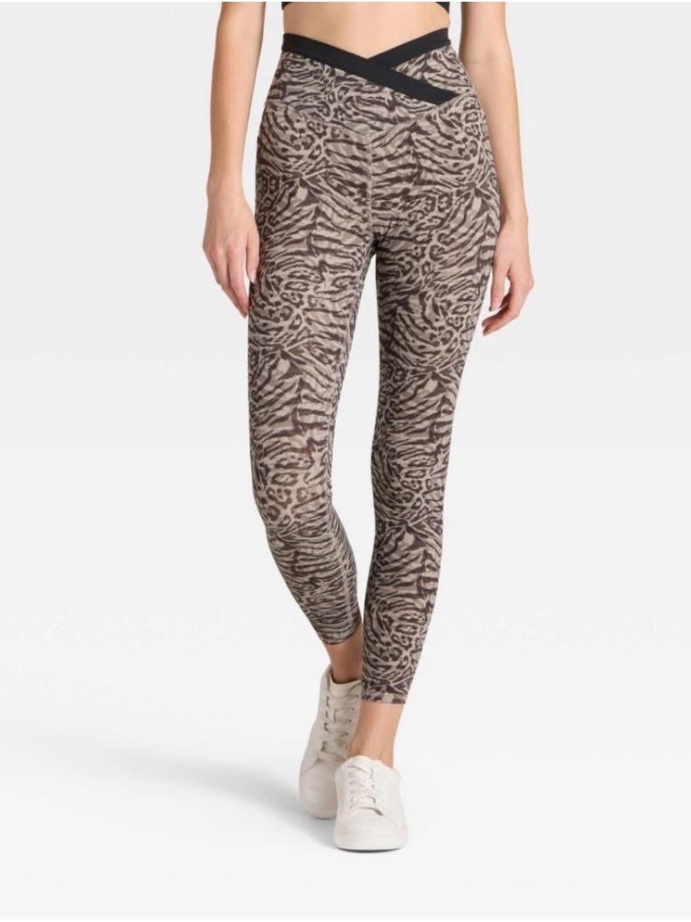 Women's High-Rise Crossover Waistband 7/8 Leggings - JoyLab™ Animal Print XXS